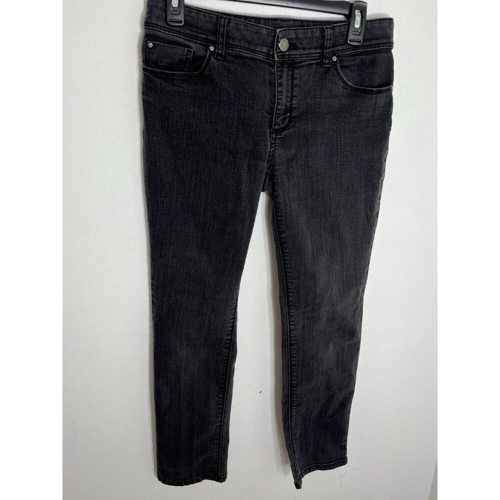 Chicos Jeans Dark Wash Womens 0 Short Black Platinum Denim Boot Leg 4 XS (12)